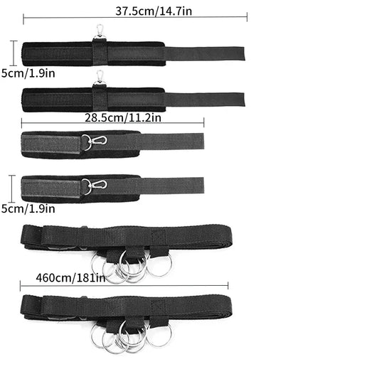 Bed Restraint Set Couple Sex Toys Bondage Handcuff Kit Adult Game Tool 18+ Erotic Tie Downs Arm Ankle Eyeblinder Flirting Sextoy