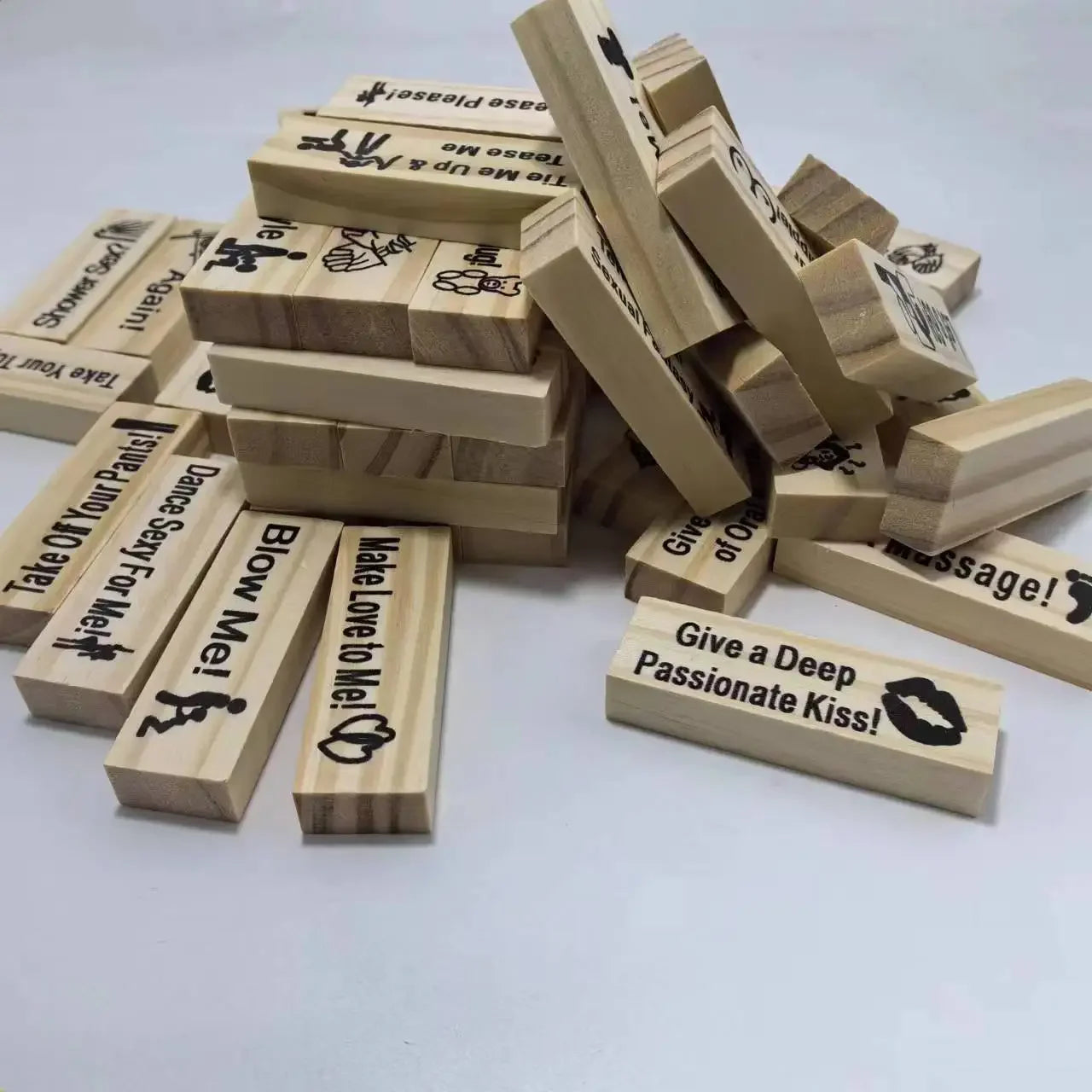 48Pcs Sex Block Tumbling Tower Stacking Gamesgame for Adults Sex Toys Valentine Wooden Block for Couples Erotica Party SM Block