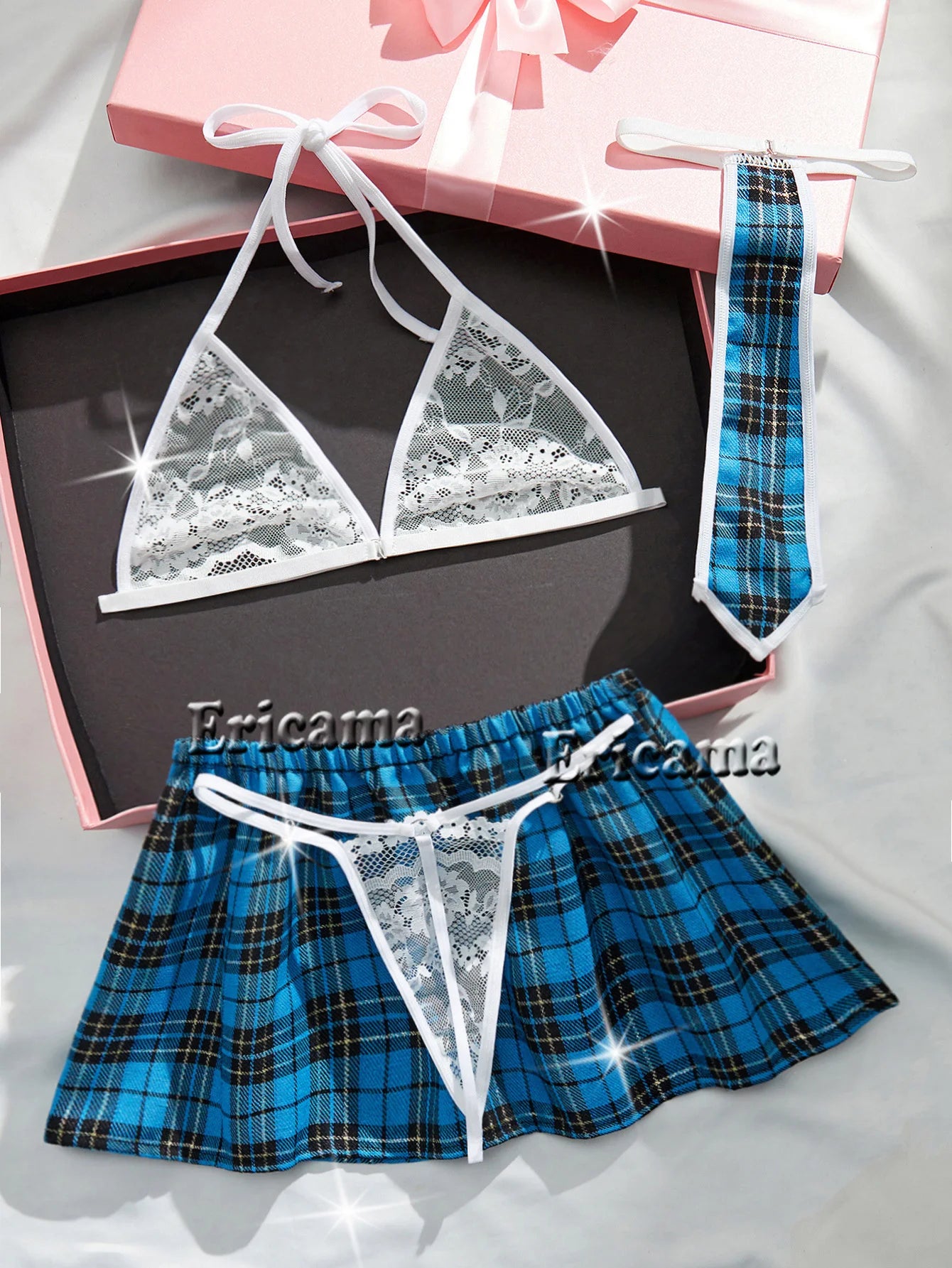 Erotic Sexy Student Uniform Bra and Panty Set Underwear Transparent Bra Exotic Sets Sexy Thong Woman Porn Lingerie Women Set