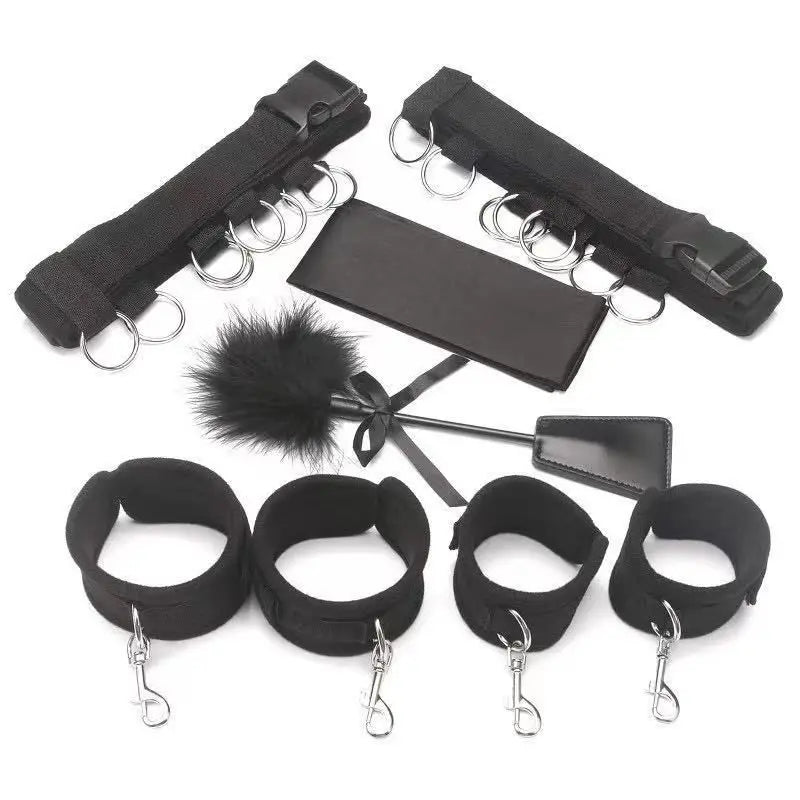 1 Set 4 Piece Sex Bed Bondage Restraint Kit Adult Sex Toys for Couple SM Sex Game with 2X2 Wrists Ankle Cuffs Bondage Set