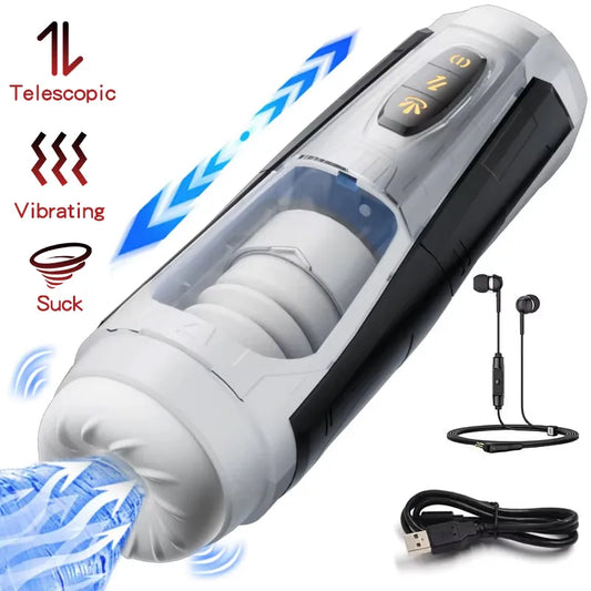 Telescopic Rotation Masturbator Cup Vagina Masturbation Blowjob Adults Sex Toys for Men Male Piston Automatic Mastubator